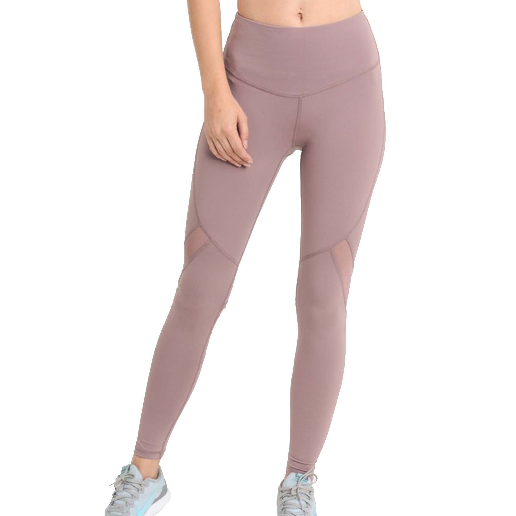 Light Mauve Slanted Mesh Leggings