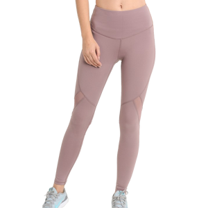 Light Mauve Slanted Mesh Leggings