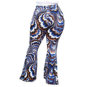 Psychedelic Squiggles Curvy Bell Bottom Yoga Pants